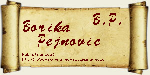 Borika Pejnović vizit kartica